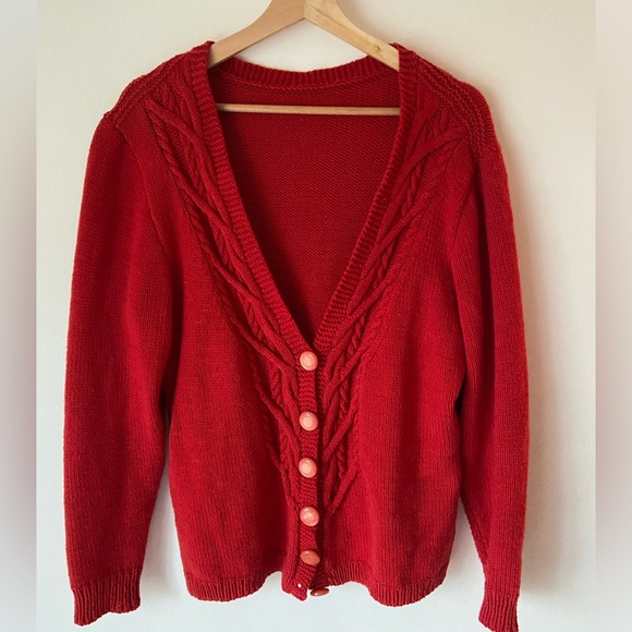 Red Knit Cardigan - Picture 2 of 4
